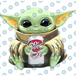 baby yoda with dr pepper diet png,  baby yoda png, sublimation ready, png files for sublimation