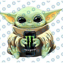 baby yoda with monster energy png,  baby yoda png, sublimation ready, png files for sublimation
