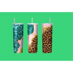 30 oz skinny tumbler leopard design