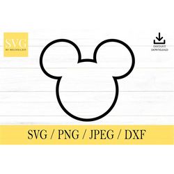 mouse outline svg, mouse head, mouse ears, mouse head, svg, png, dxf, jpeg, digital download, cut file, cricut, silhouet