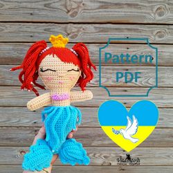 Amigurumi mermaid doll pattern Crochet cute mermaid ragdoll Pattern