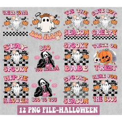 retro halloween bundle, groovy halloween sublimation designs,pumpkin boo haw png, spooky baby season, cute but creepy pn