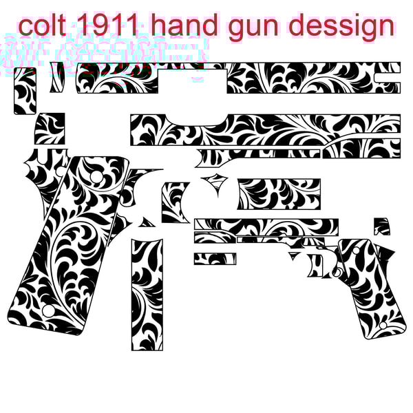 Colt 1911 handgun grip scroll pattern svg laser Engraving ve - Inspire ...