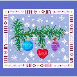 christmas sampler peace love joy cross stitch pattern pdf by crossstitchingforfun, instant download