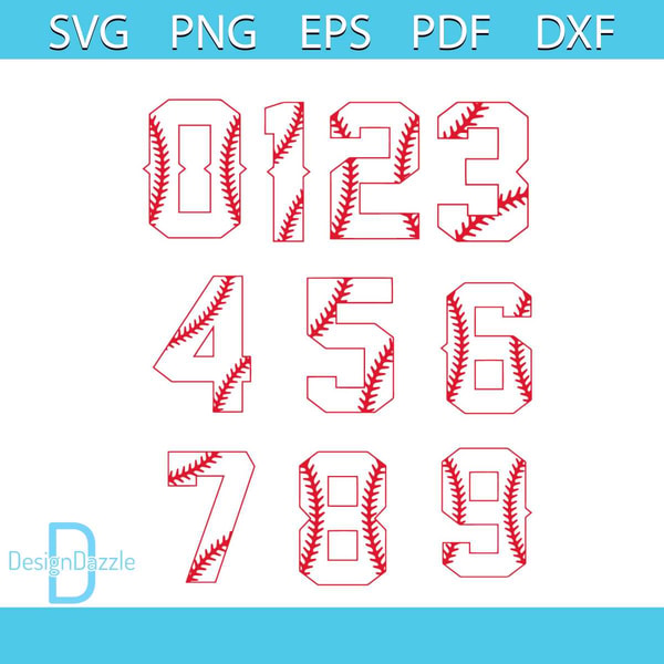 Baseball Thread Numbers Svg Baseball Number Svg, Sport Svg, Number Svg, Baseball Svg, Fo | Inspire ...
