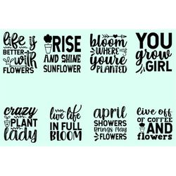 flower svg bundle, flower svg, svg, flowers and leaves, flower svg cut files, wild flower quote svg bundle, flower svg