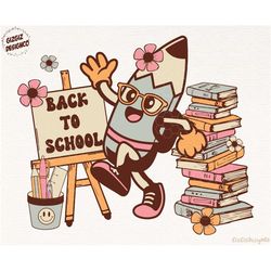 boho back to school png-back to school sublimation digital design download-pencil png, boy school png, retro png, apple