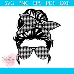 crimson tide football mom life svg, sport svg, houndstooth svg, messy bun svg