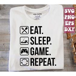 eat sleep game repeat svg, gamer svg, video game svg, game controller svg, funny gaming quotes, game player svg png cric