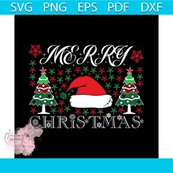 merry christmas santa hat and christmas tree svg, christmas svg