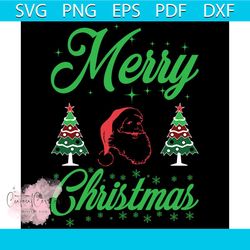 merry christmas pine tree and santa face svg, christmas svg