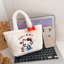 Hello Kitty Cute Bag for Women Plush Kuromi Cinnamoroll My Melody Purses and Handbags Sanrio Kawaii Mini Bag Birthday