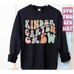 groovy kindergarten crew svg, kinder squad svg, teachers svg, teacher team svg, matching group svg png cricut cut file d