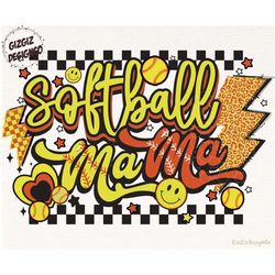 softball mama png, softball sublimation, retro softball png file, leopard softball mom shirt png, digital download, soft