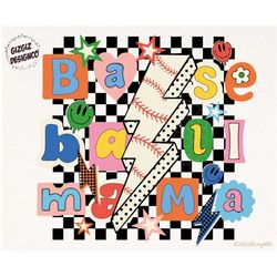 baseball mama png, baseball mom retro smiley checker sublimation design, baseball png, mothers day, mama shirt, design d