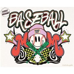 baseball png, smile face beanie baseball mom png design sublimation, digital download, baseball shirt, game day vibes, m