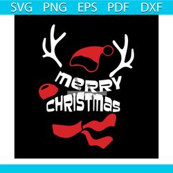 merry christmas reindeer and santa hat svg, christmas svg