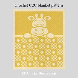 Sleeping Giraffe Crochet C2C Graphgan baby blanket pattern PDF Download