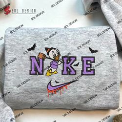 Nike Huey Duck Halloween Embroidered Crewneck, Halloween Embroidered Sweater, Cute Disney Duck Hoodie