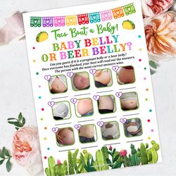 Baby Belly or Beer Belly Taco Baby Shower Game, Taco Bout Baby Shower Baby Belly or Beer Belly Game, Photo Guessing Game