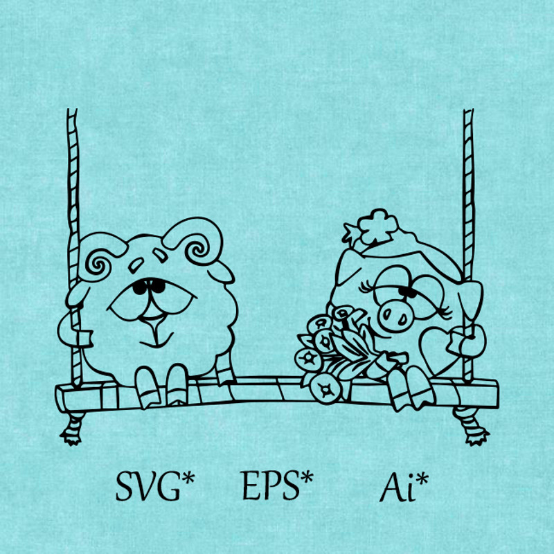 Barash And Nyusha SVG Smeshariki Children's Cartoon Children's Room Digital SVG EPSÂ AI