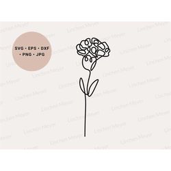 carnation svg, birth flower svg, carnation flower svg, wildflower svg, line art flower svg, birth month svg, wild flower