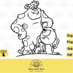 monsters inc svg clip art files, james p sullyvan, mike icon, disneyland ears, digital, download, tshirt, cut file, svg,