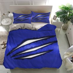 blue metal claw marks overlay bedding sets, blue metal claw marks overlay bedding, bedroom decor, decorations for home