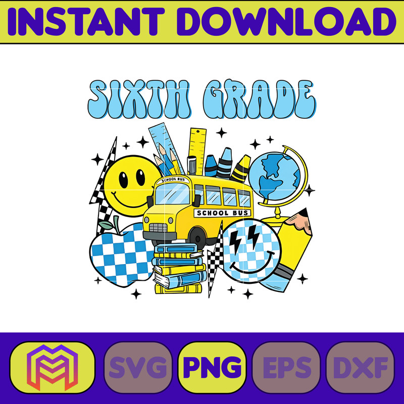 Back to School Png, Kindergarten, Pre K PNG, First Day Of School, School Png, Retro PNG, First, Second, Third Grade Design, School Png (9).jpg