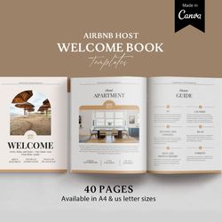 Airbnb welcome book template Canva, Airbnb guide, Beach house guest book, Luxury vacation rental, airbnb host bundle