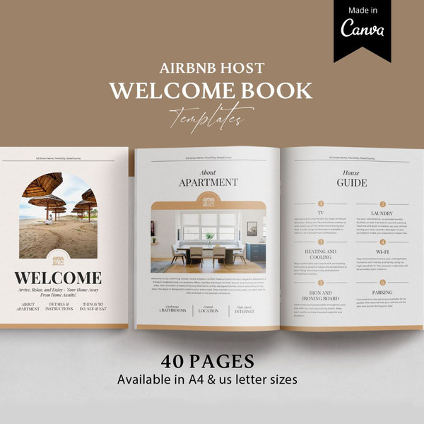Airbnb welcome book template Canva, Airbnb guide, Beach house guest book, Luxury vacation rental, airbnb host bundle (1).jpg