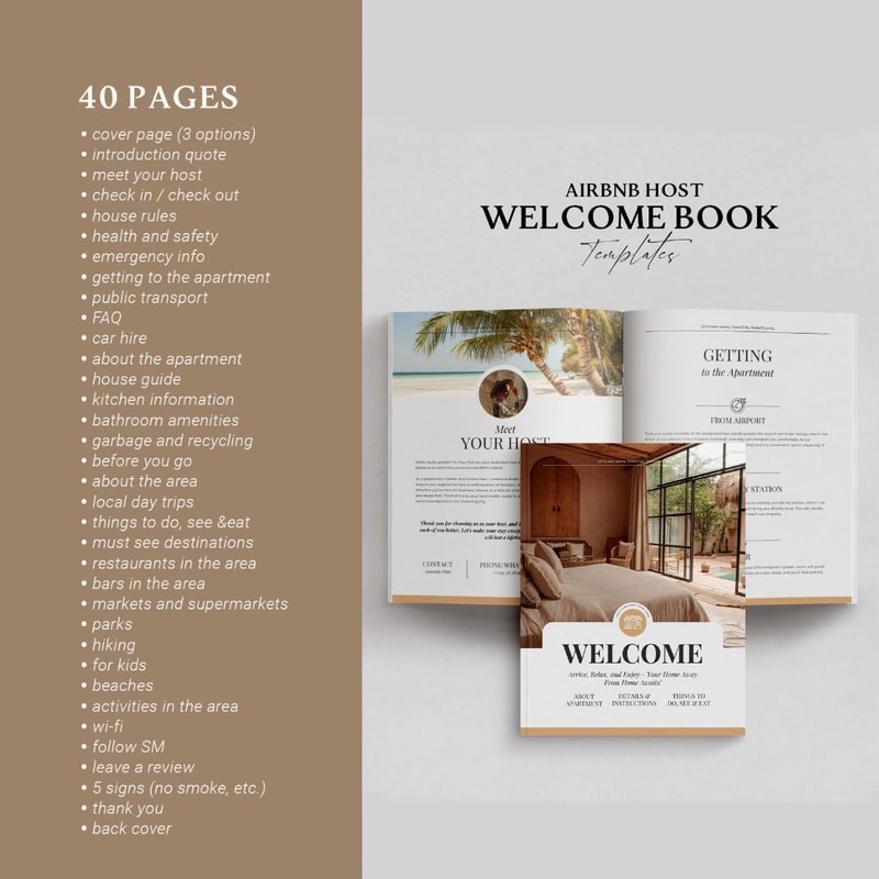Airbnb book template Canva, Airbnb guide, Beach hous Inspire