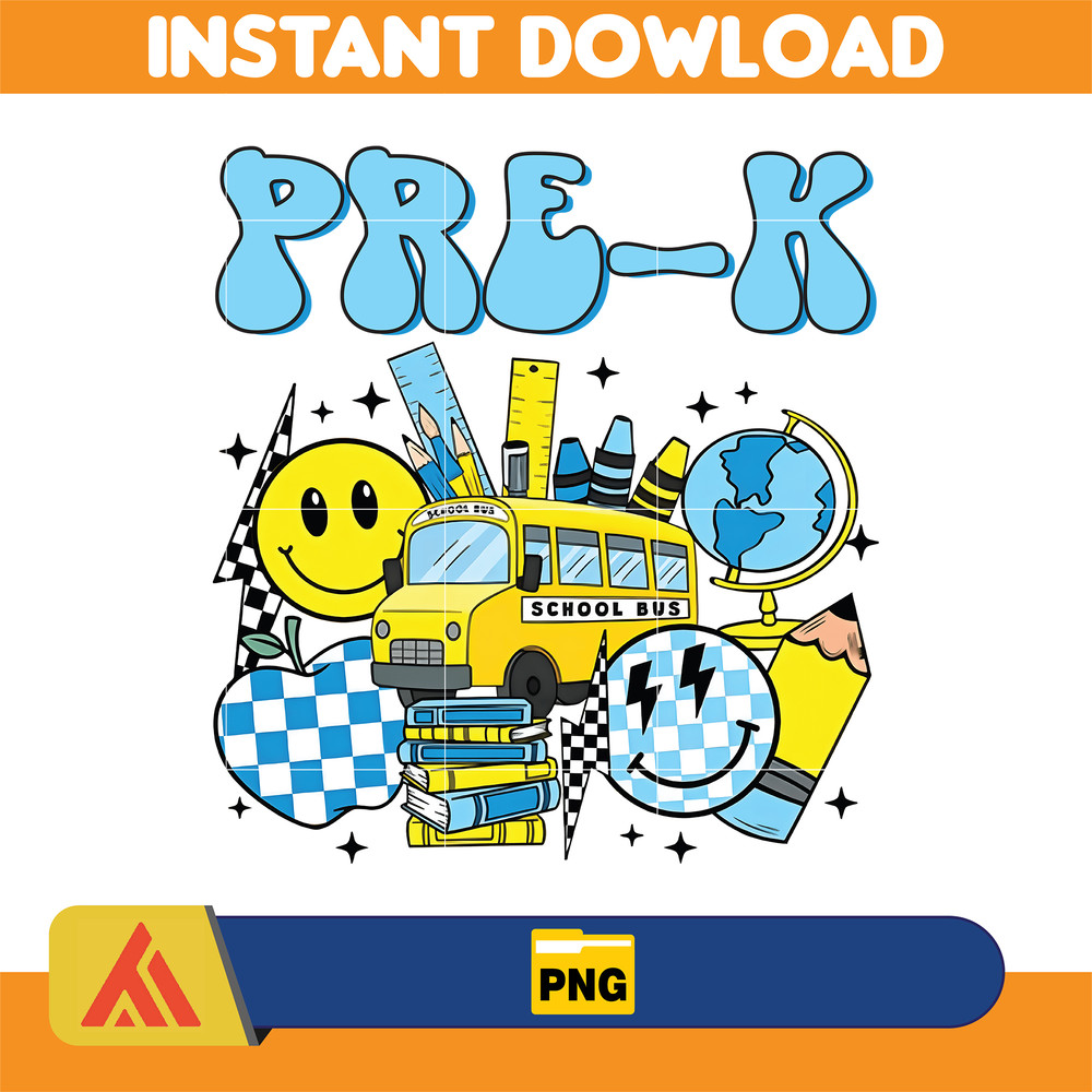 Back to School Png, Kindergarten, Pre K PNG, First Day Of School, School Png, Retro PNG, First, Second, Third Grade Design, School Png (2).jpg