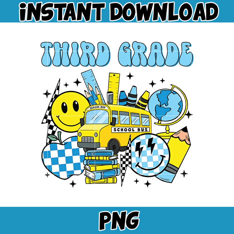 Back to School Png, Kindergarten, Pre K PNG, First Day Of School, School Png, Retro PNG, First, Second, Third Grade Design, School Png (6).jpg