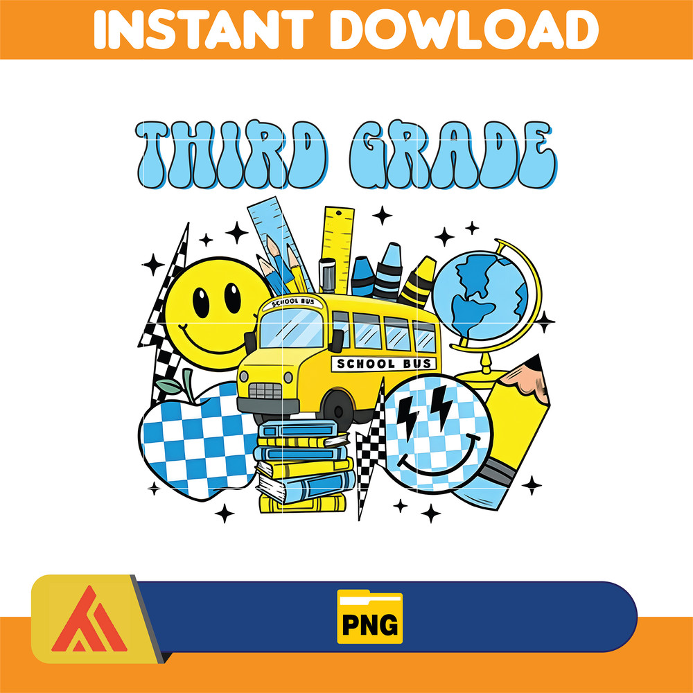 Back to School Png, Kindergarten, Pre K PNG, First Day Of School, School Png, Retro PNG, First, Second, Third Grade Design, School Png (6).jpg