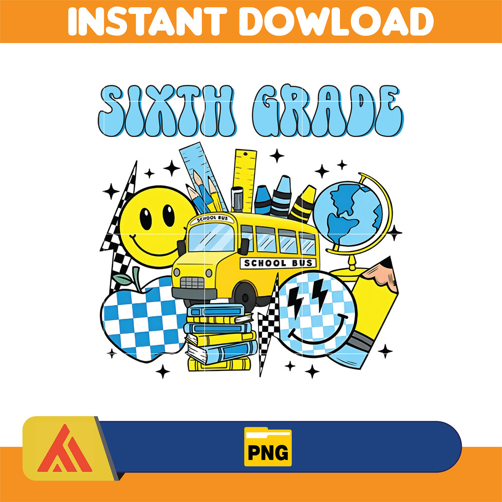 Back to School Png, Kindergarten, Pre K PNG, First Day Of School, School Png, Retro PNG, First, Second, Third Grade Design, School Png (9).jpg