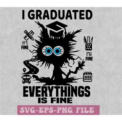 graduated svg, happy last day of school svg, end of school svg, last day of school svg, black cat graduation svg, i surv