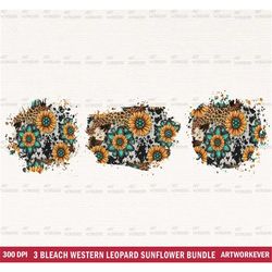 sunflower leopard patch png, western patch bundle, bleach effect png, bleached splatter png, bleached t-shirt mockup png