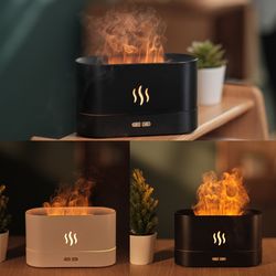 Aroma Diffuser With Flame Light Mist Humidifier Aromatherapy Diffuser Waterless Auto-off Protection For Spa Home Yoga