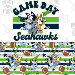 Game Day Football Bluey Seamless and matching coordinate png Seahawks