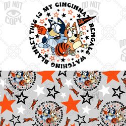 Game Day Football Bluey clipart Bengals png Biggest Fan seamless matching set