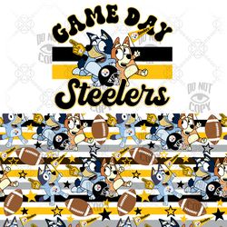Game Day Football Bluey clipart Steelers png Biggest Fan seamless matching set