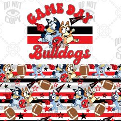 Game Day Football Bluey clipart Georgia Bulldogs png Biggest Fan seamless matching set