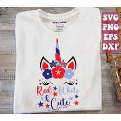 4th of july svg, unicorn svg, patriotic unicorn svg, red white and cute svg, girl 4th of july svg png cricut cut file di