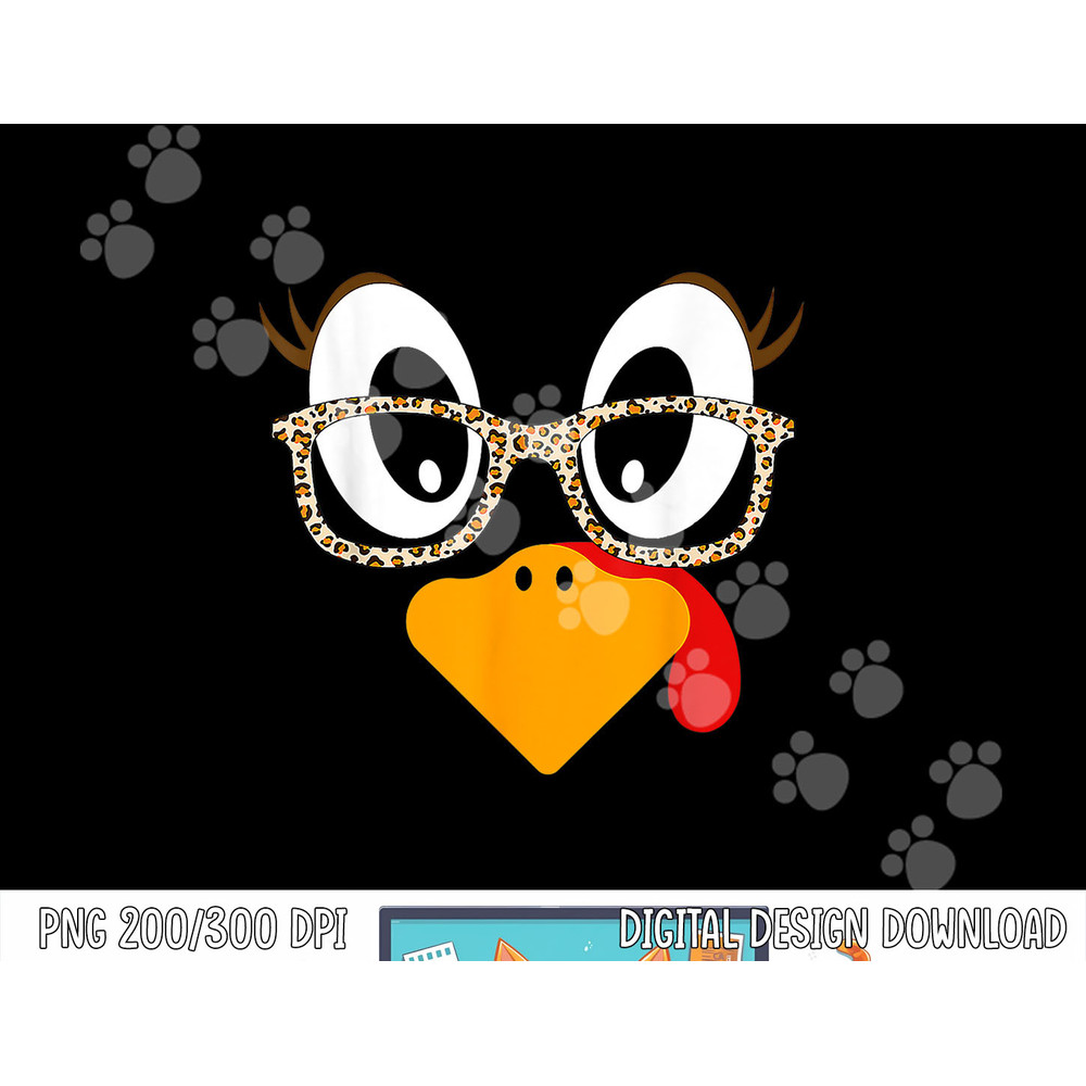 Turkey Face Eyelashes Leopard Glasses Funny Thanksgiving png, sublimation copy.jpg