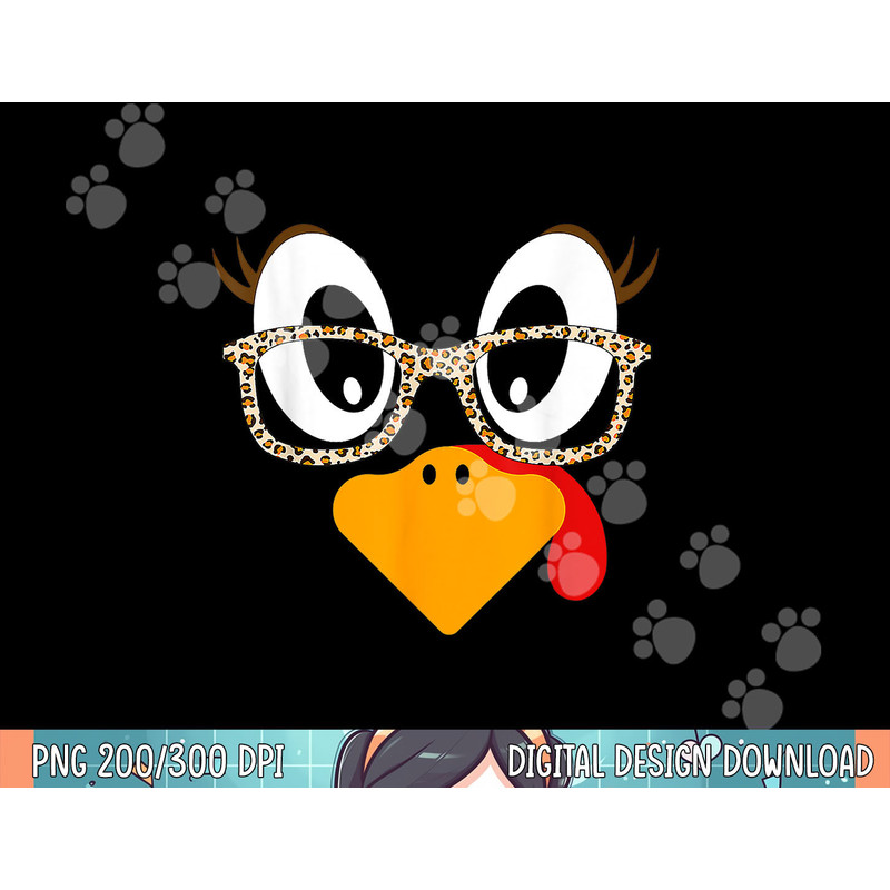 Turkey Face Eyelashes Leopard Glasses Funny Thanksgiving png, sublimation.jpg