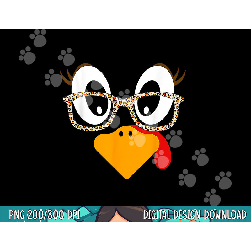 Turkey Face Eyelashes Leopard Glasses Funny Thanksgiving png, sublimation copy.jpg