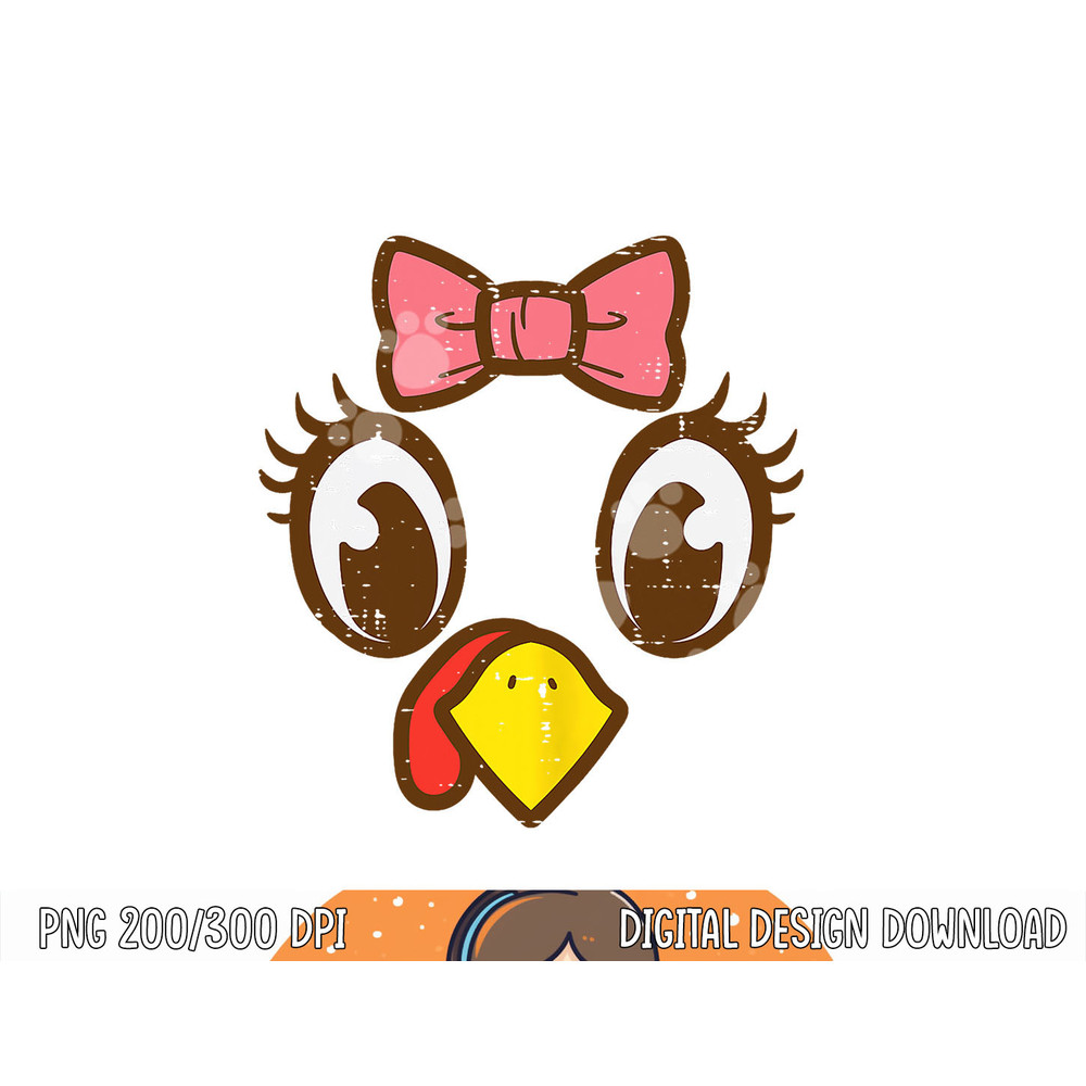 Turkey Face Eyelashes Ribbon Cute Thanksgiving Girls Women png, sublimation copy.jpg