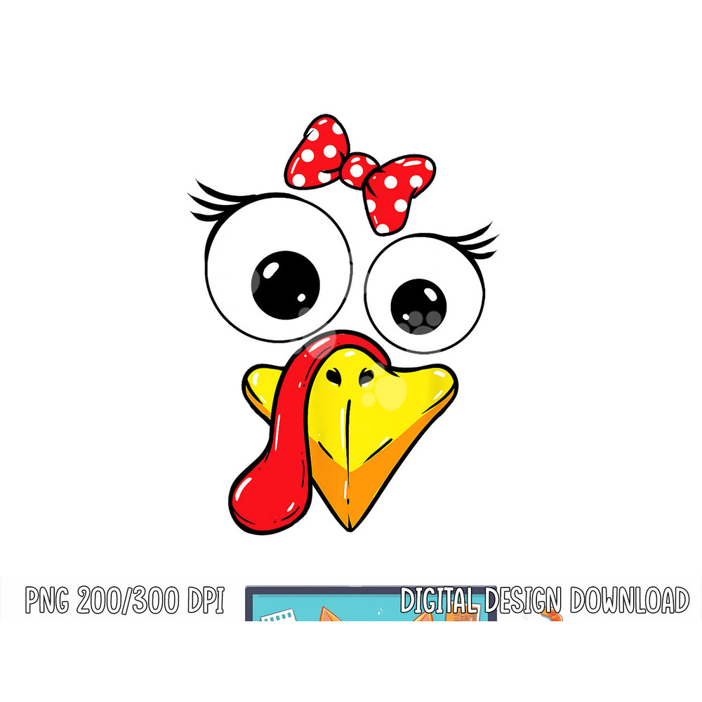 Turkey Face Girl Red Bow Kids Youth Thanksgiving png, sublimation copy.jpg