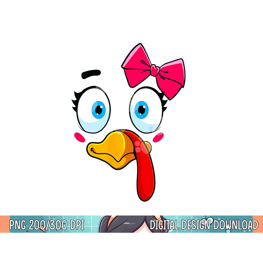 Turkey Face Girl Thanksgiving Costume Kids Toddler Girls png, sublimation.jpg